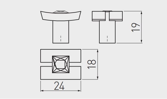 Buton mobilă CRYSTAL 71C, cromat