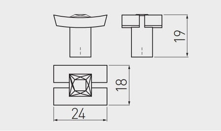 Buton mobilă CRYSTAL 71C, cromat