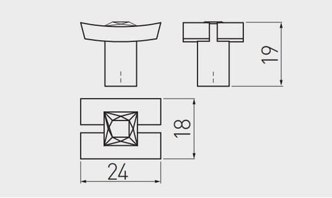 Buton mobilă CRYSTAL 71C, cromat