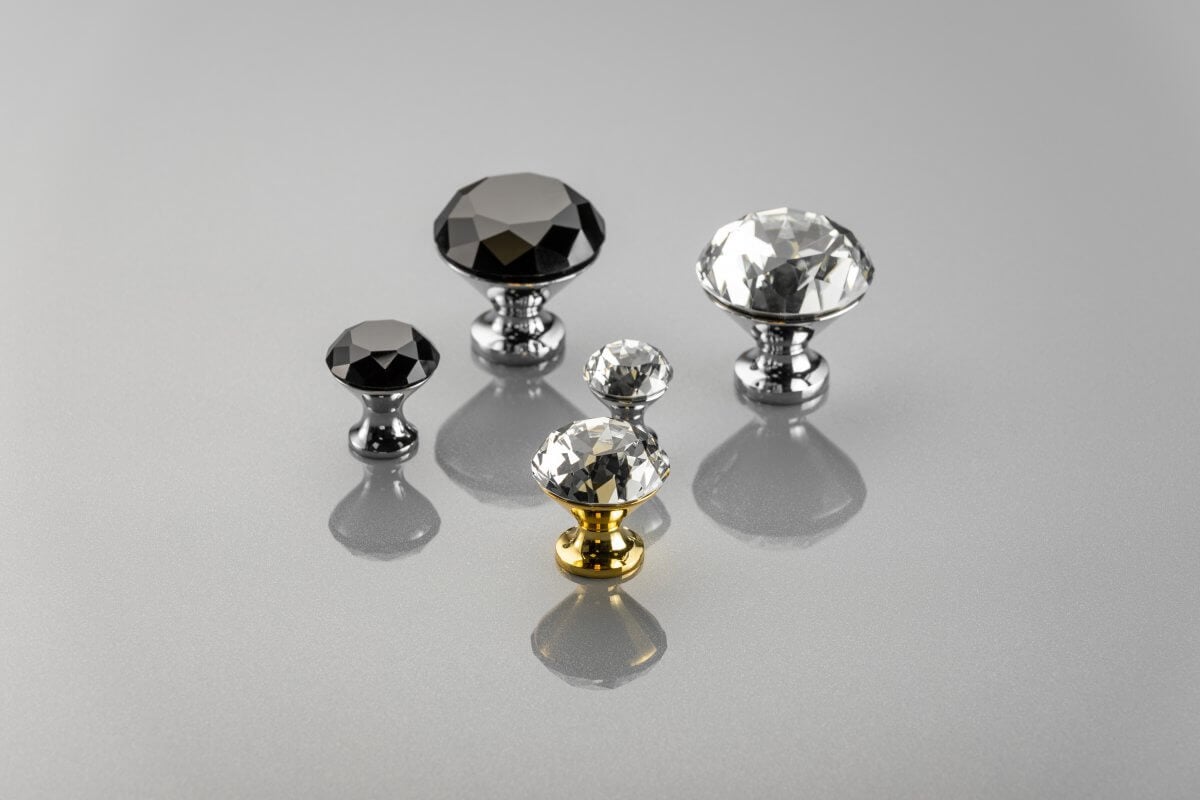 Buton mobilă CRYSTAL PALACE, 40 mm, crom