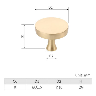 Buton mobilă DUNE 32x26 mm, brushed gold