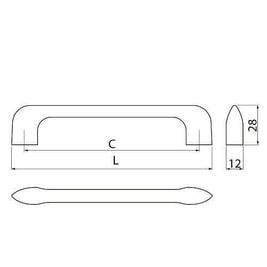 Buton mobilă MILAN 55x28 mm, negru mat