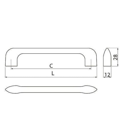 Buton mobilă MILAN 55x28 mm, negru mat