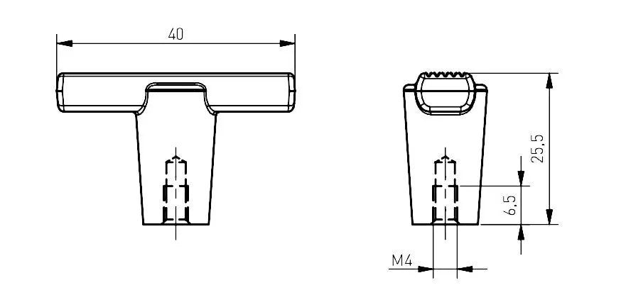 Buton mobilă RAY 40x25 mm, negru mat