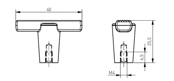 Buton mobilă RAY 40x25 mm, negru mat