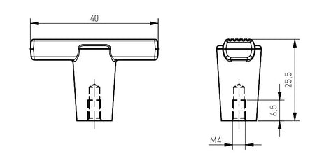 Buton mobilă RAY 40x25 mm, negru mat