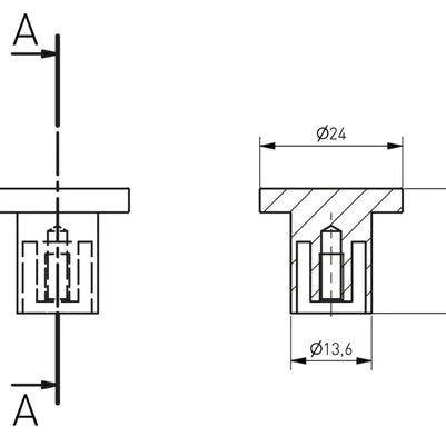 Buton mobilă SPOT 24x21 mm, alb mat
