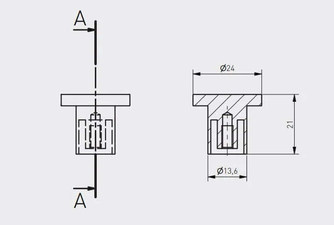 Buton mobilă SPOT 24x21 mm, inox
