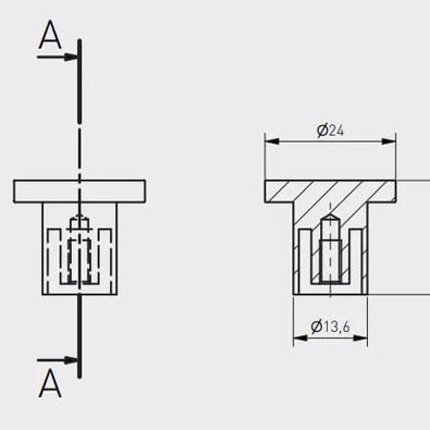 Buton mobilă SPOT 24x21 mm, inox