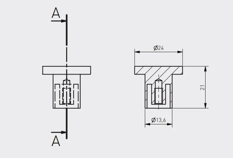 Buton mobilă SPOT 24x21 mm, inox