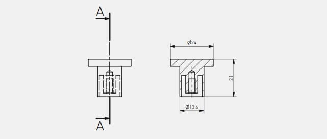 Buton mobilă SPOT 24x21 mm, negru mat