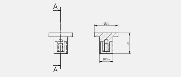 Buton mobilă SPOT 24x21 mm, negru mat