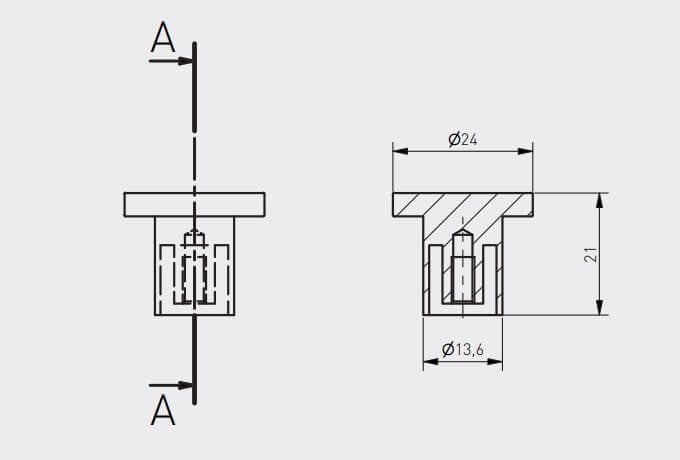 Buton mobilă SPOT 24x21 mm, brushed gold