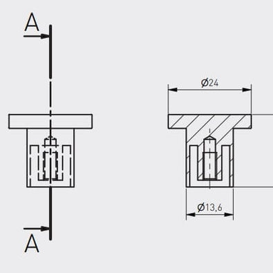 Buton mobilă SPOT 24x21 mm, brushed gold