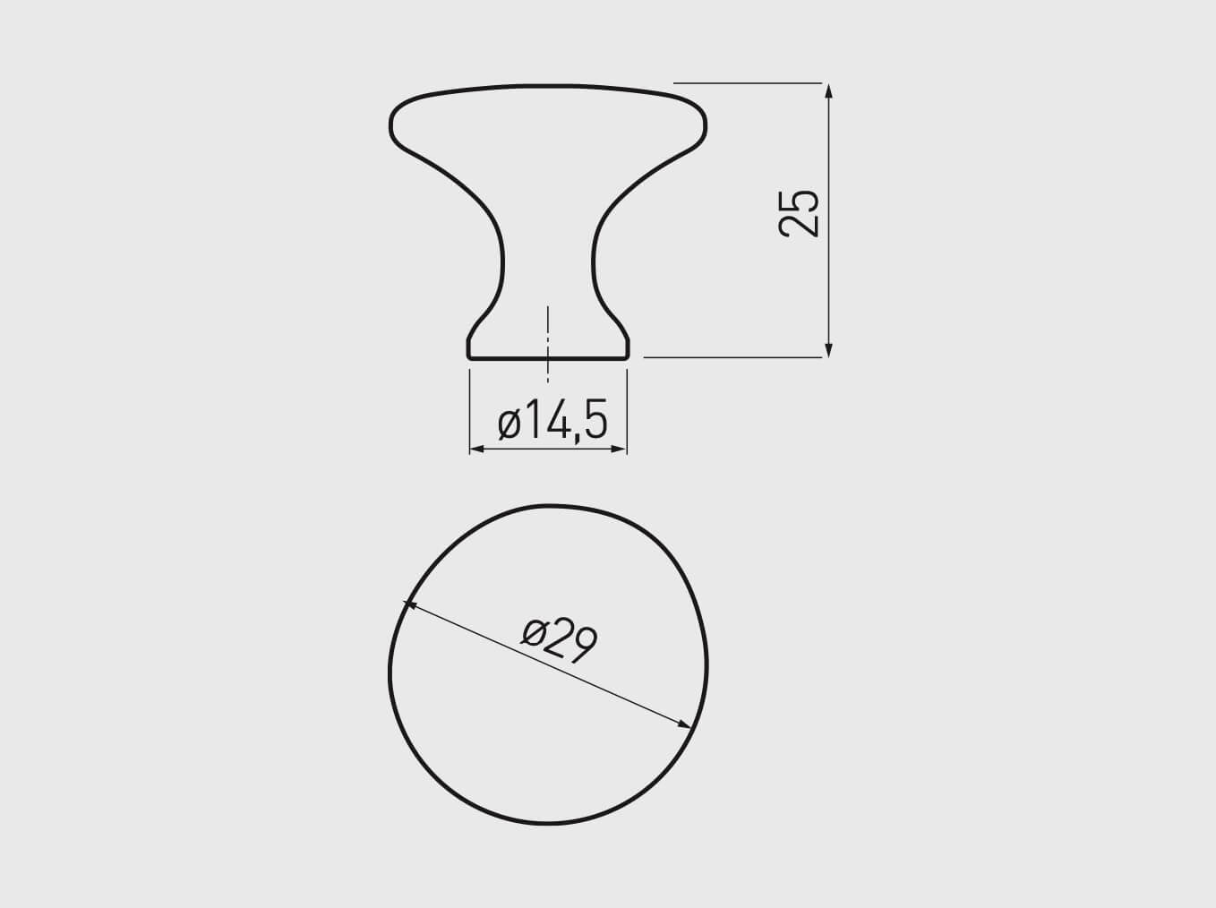 Buton mobilă UDINE 29x25 mm, inox