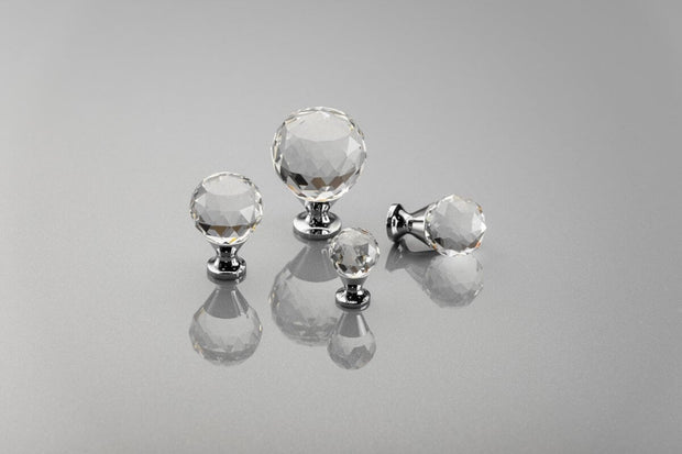 Buton mobilă WHITE CRYSTAL D30 mm, crom