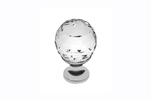 Buton mobilă WHITE CRYSTAL D30 mm, crom