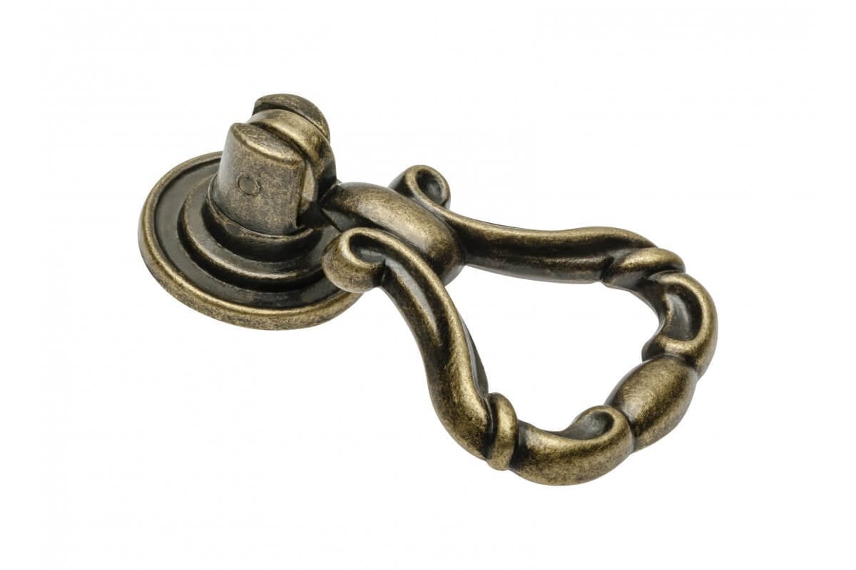 Buton mobilă WP1147, 53x33 mm, alamă antichizată