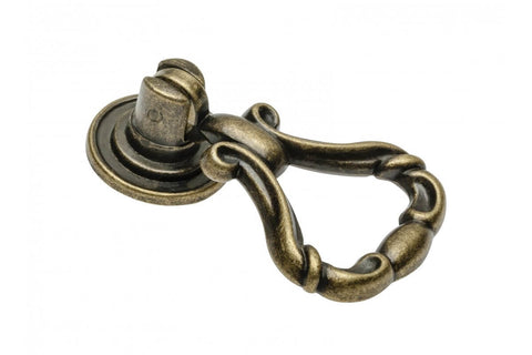 Buton mobilă WP1147, 53x33 mm, alamă antichizată