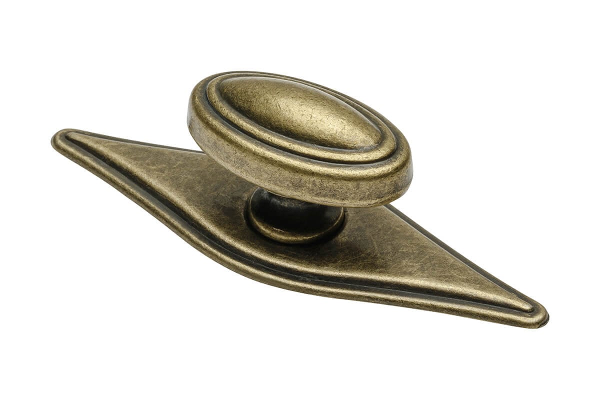 Buton mobilă cu șild WP1152, alamă antichizată