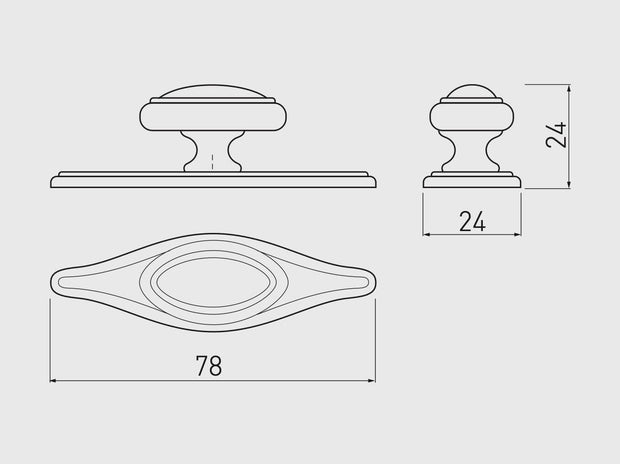 Buton mobilă cu șild WP1152, alamă antichizată