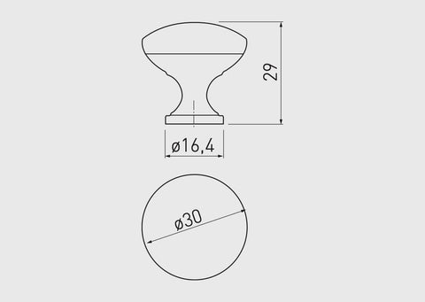 Buton mobilă TERNI 30x29 mm, alb mat