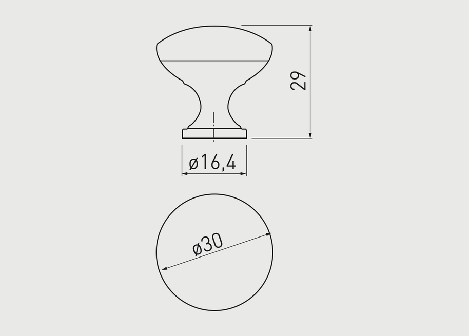 Buton mobilă TERNI 30x29 mm, cupru