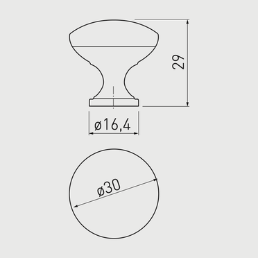 Buton mobilă TERNI 30x29 mm, alamă