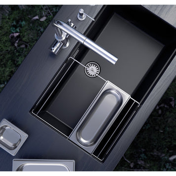 Chiuvetă bucătărie granit compozit Schock Greenwich N-100XL Magma 750x456 mm, montaj pe/sub blat, negru metalizat