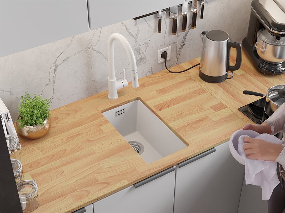 Chiuvetă granit sub blat London 45 XXL – Cuvă 370×430×200 mm