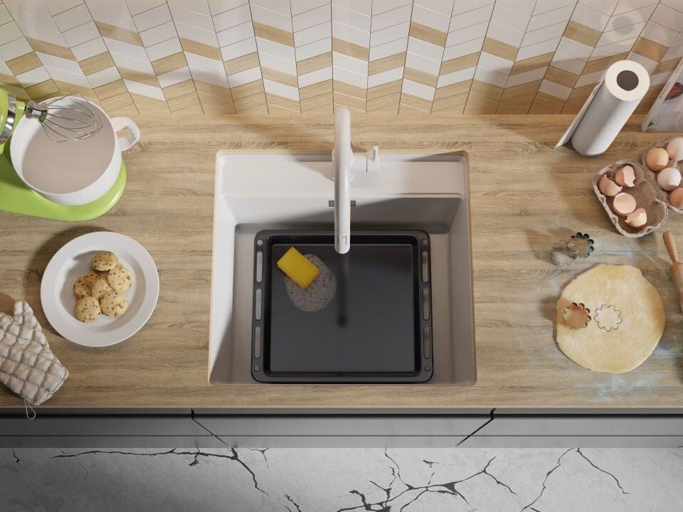 Chiuvetă din granit sub blat Bergen 60 Low Cut – Cuvă MAX 520×400×200 mm, raft Low Cut