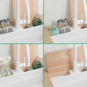 Chiuvetă granit sub blat Bergen 60 Double Pocket – Cuvă XXL 514×398×200 mm, Workstation cu buzunare duble