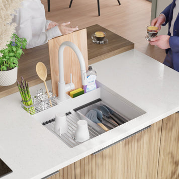 Chiuvetă granit sub blat Bergen 60 Double Pocket – Cuvă XXL 514×398×200 mm, Workstation cu buzunare duble