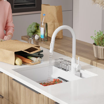 Chiuvetă granit sub blat Bergen 60 Double Pocket – Cuvă XXL 514×398×200 mm, Workstation cu buzunare duble