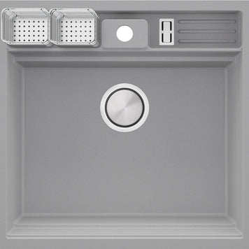 Chiuvetă granit sub blat Bergen 60 Double Pocket – Cuvă XXL 514×398×200 mm, Workstation cu buzunare duble