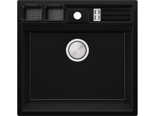 Chiuvetă granit sub blat Bergen 60 Double Pocket – Cuvă XXL 514×398×200 mm, Workstation cu buzunare duble