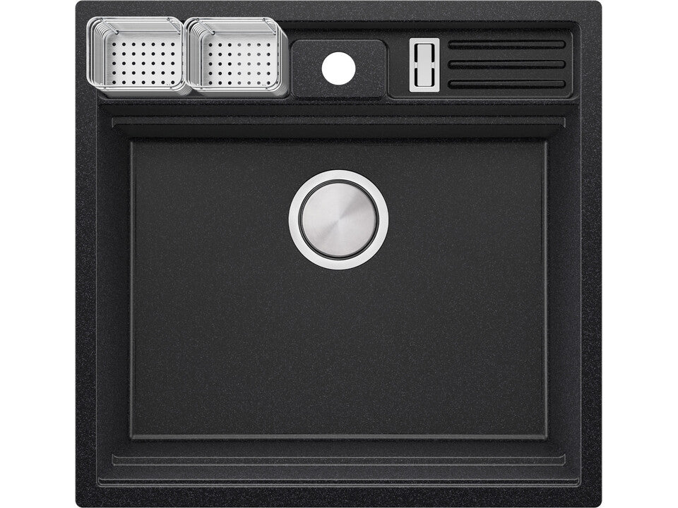 Chiuvetă granit sub blat Bergen 60 Double Pocket – Cuvă XXL 514×398×200 mm, Workstation cu buzunare duble