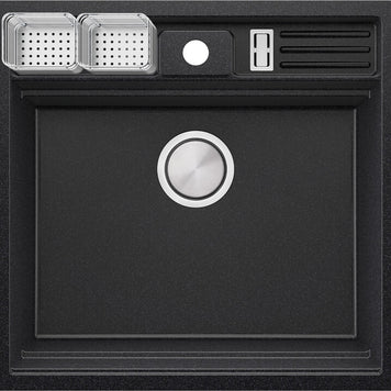 Chiuvetă granit sub blat Bergen 60 Double Pocket – Cuvă XXL 514×398×200 mm, Workstation cu buzunare duble