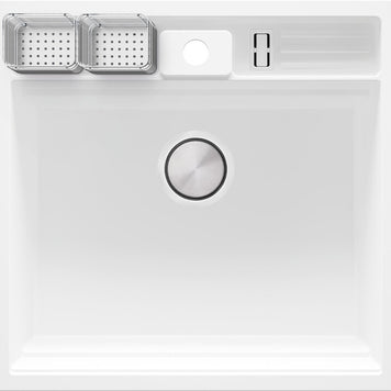 Chiuvetă granit sub blat Bergen 60 Double Pocket – Cuvă XXL 514×398×200 mm, Workstation cu buzunare duble