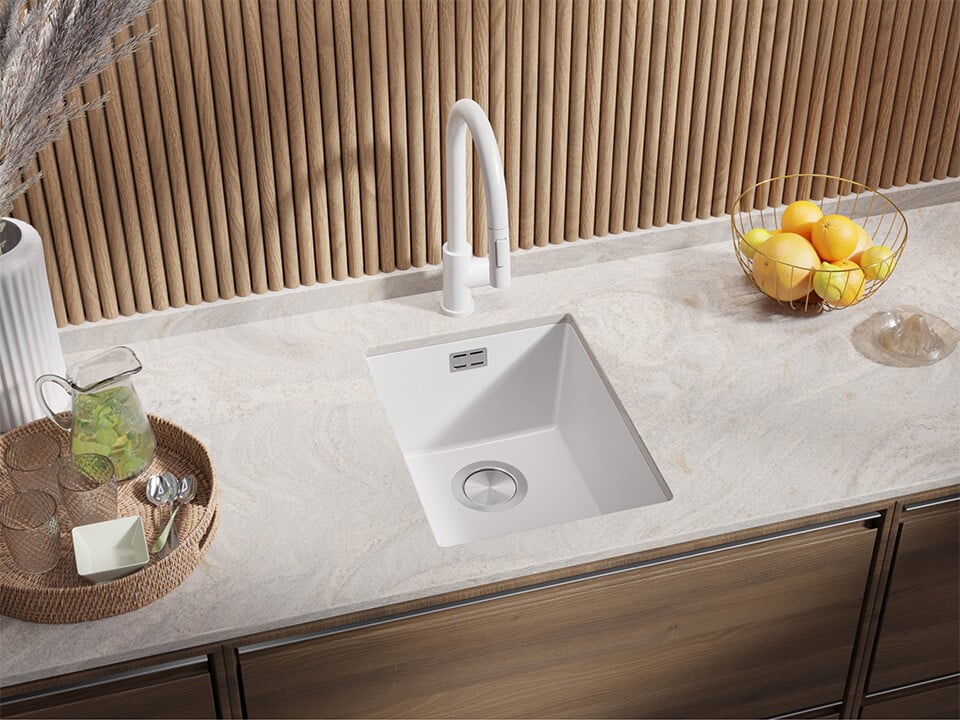Chiuvetă de bucătărie din granit sub blat cu cea mai mare cuvă XXL – London 40