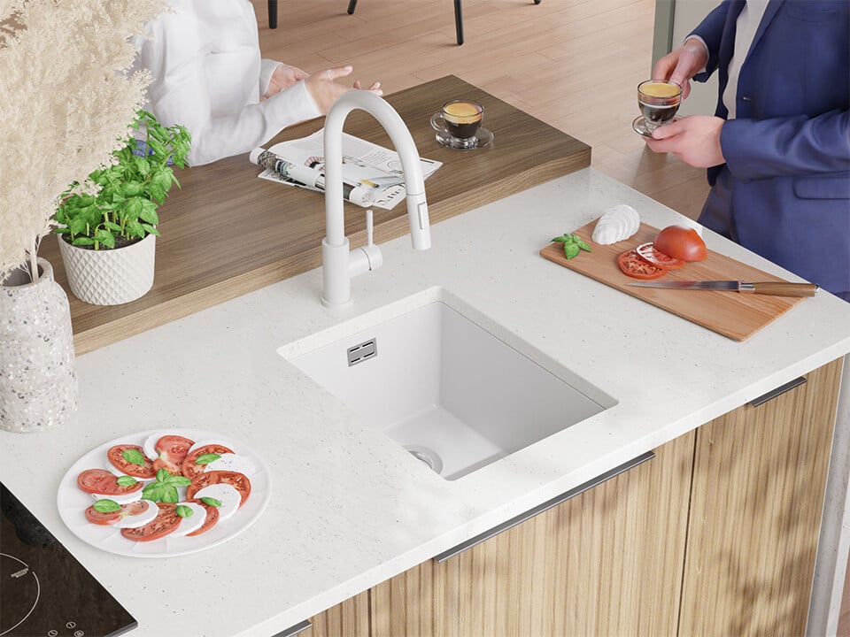 Chiuvetă de bucătărie din granit sub blat cu cea mai mare cuvă XXL – London 40