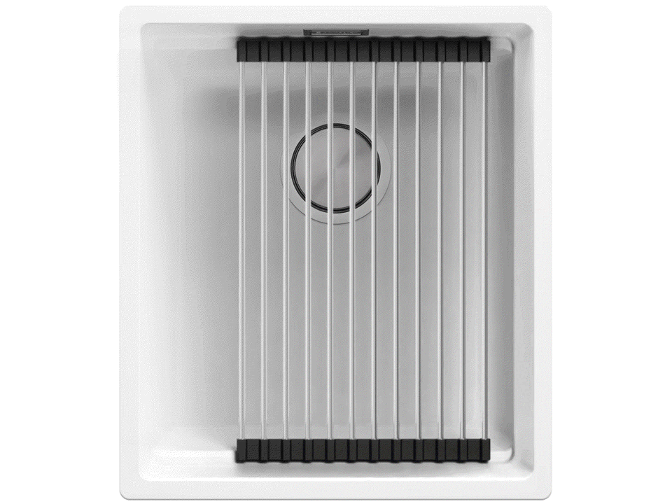 Chiuvetă de bucătărie din granit sub blat cu cuvă XXL și sistem Level – Praga 45 Level (+ scurgător cu rolă GRATUIT)