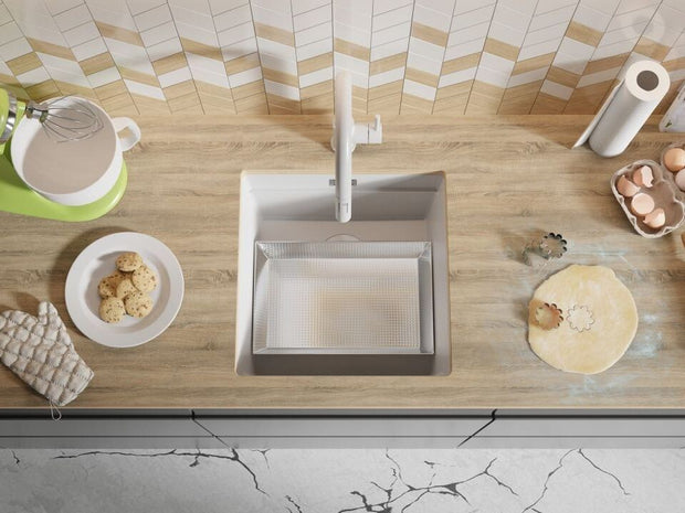 Chiuvetă de bucătărie din granit sub blat cu cea mai mare cuvă XXL – Praga 50 Level (+ scurgător cu rolă GRATUIT)