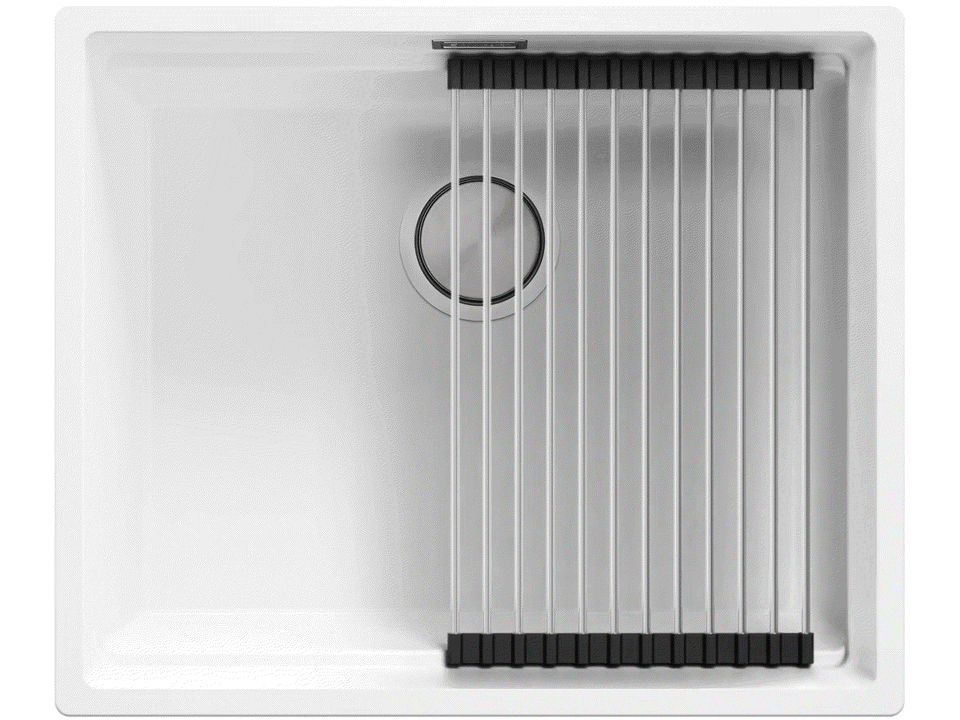 Chiuvetă de bucătărie din granit sub blat cu cea mai mare cuvă XXL — Praga 60 Level (+ scurgător cu rolă GRATUIT)