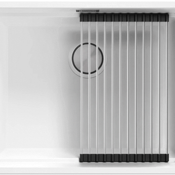 Chiuvetă de bucătărie din granit sub blat cu cea mai mare cuvă XXL — Praga 60 Level (+ scurgător cu rolă GRATUIT)