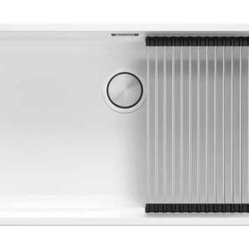 Chiuvetă de bucătărie din granit sub blat cu cea mai mare cuvă XXL – Praga 80 Level (+ scurgător cu rolă GRATUIT)