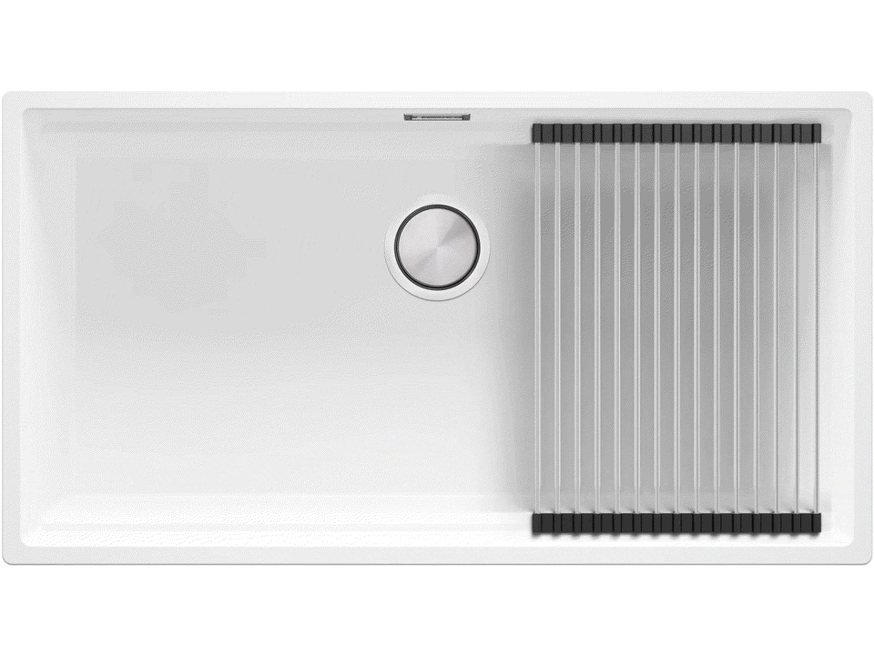 Chiuvetă de bucătărie din granit sub blat cu cea mai mare cuvă XXL – Praga 90 Level (+ scurgător cu rolă GRATUIT)