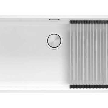 Chiuvetă de bucătărie din granit sub blat cu cea mai mare cuvă XXL – Praga 90 Level (+ scurgător cu rolă GRATUIT)