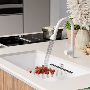 Chiuvetă de bucătărie din granit sub blat cu cea mai mare cuvă XXL – Praga 90 Level (+ scurgător cu rolă GRATUIT)