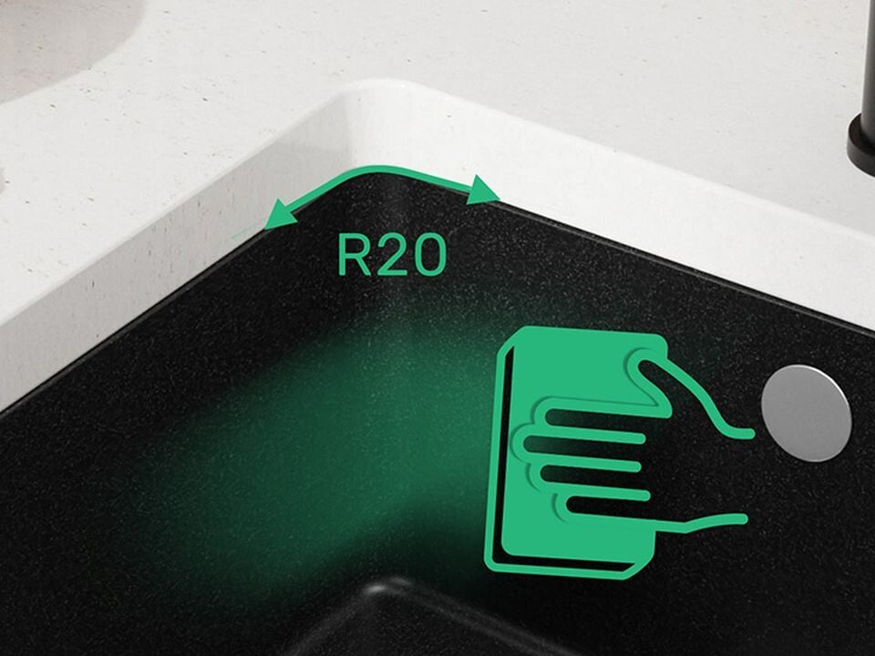 Chiuvetă de bucătărie din granit sub blat cu o cuvă XL – Veneția 40 Easy